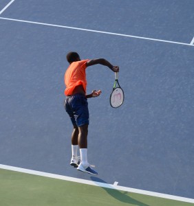 Frances Tiafoe (*98 / USA) - 1st service in practice 1of 4 - start - 2015 US.Open