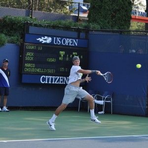 Jack Sock (*92 / USA) - forehand in the match - 1 of 1 - follow through 1 - 2010 US.Open - New York